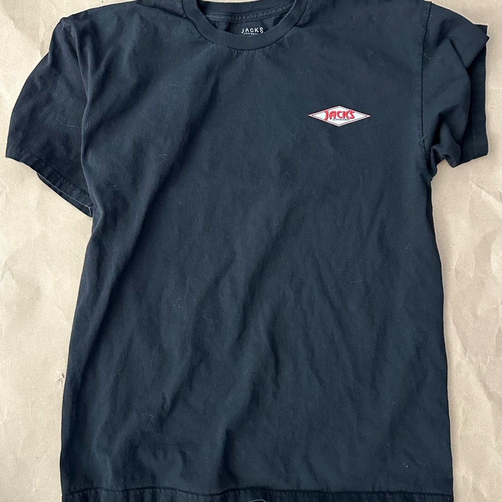 Jacks Black Short Sleeve Crew Tee with Small Red Logo